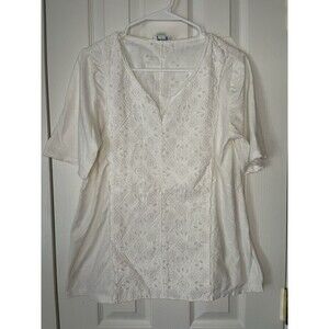Sundance White Lace T-shirt Women Small